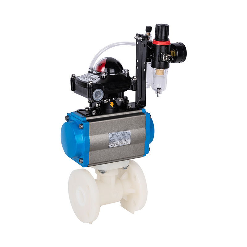 شیر توپی فلنج پنوماتیک PVDF Q641F-10F DN15-300 استاندارد ANSI 1/2'-12'