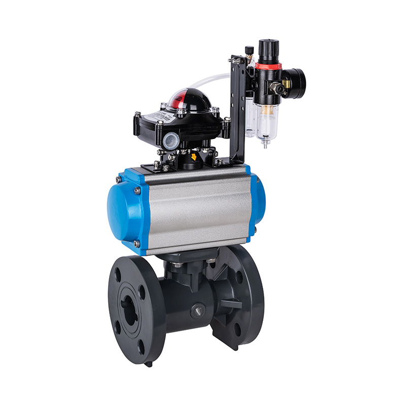 شیر توپی فلنج پنوماتیک PVC-U Q641F-10U DN15-300 استاندارد ANSI 1/2'-12'